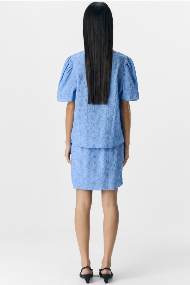 OBJILLY S/S RE O-NECK TOP 138 23046466 CORNFLOWER BLUE